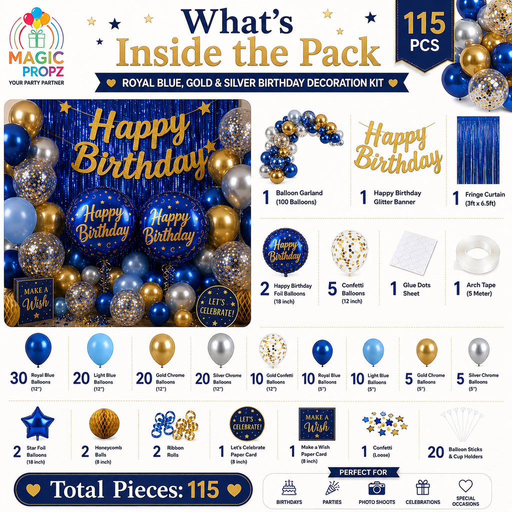 💙✨ DIY ROYAL BLUE &amp; GOLD BIRTHDAY DECORATION KIT