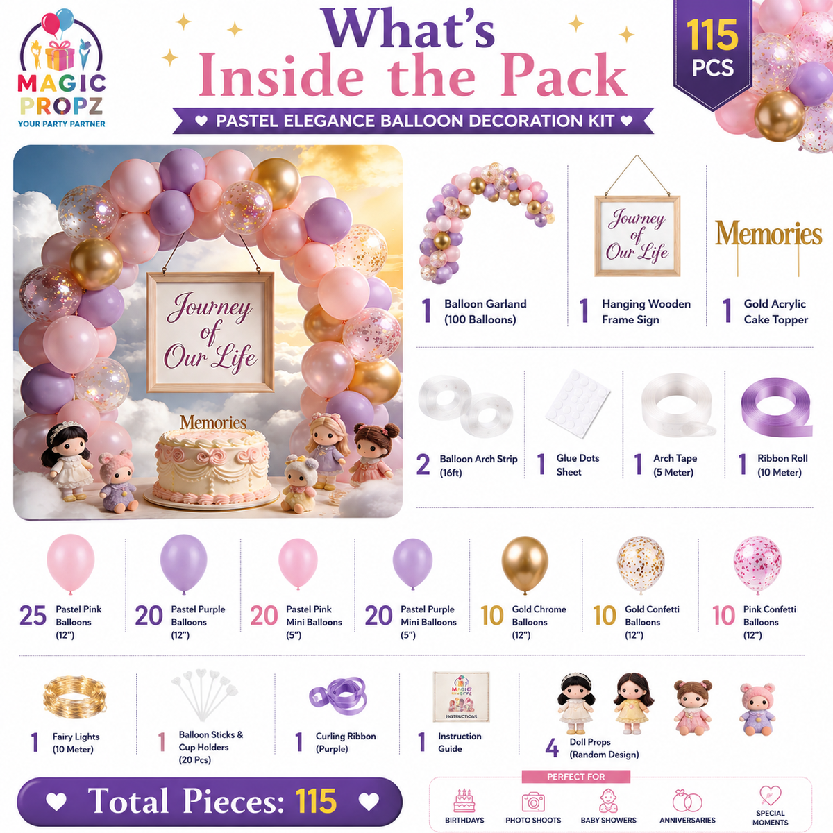 💕 PINK • LAVENDER • GOLD BIRTHDAY DECORATION KIT