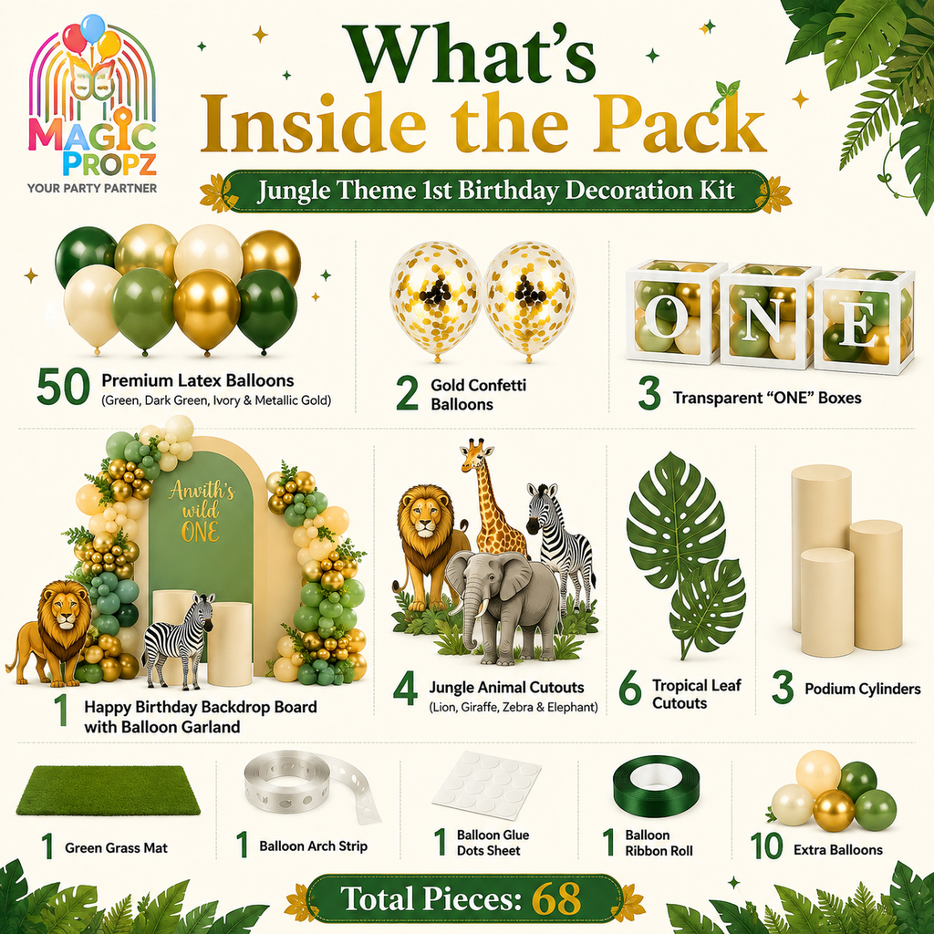 🦁 SAFARI WILD ONE BIRTHDAY DECORATION KIT