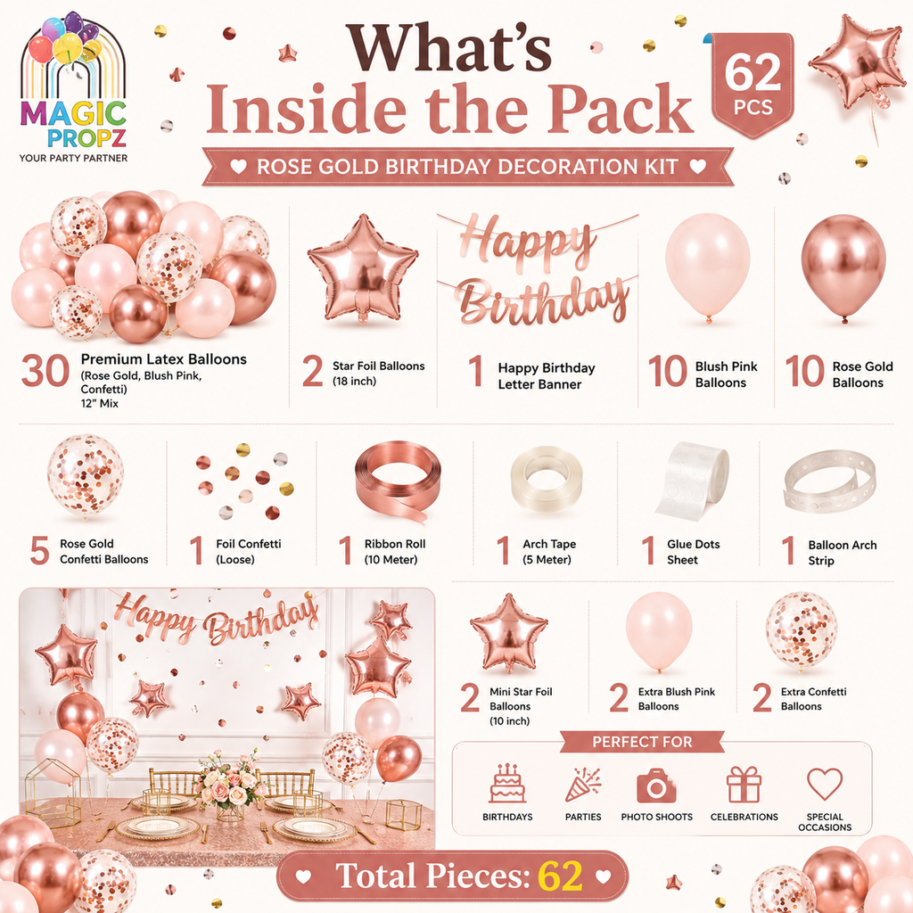 🌸 DIY ROSE GOLD BIRTHDAY DECORATION KIT