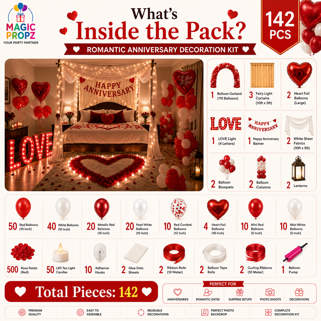 ❤️🌹 RED &amp; WHITE ROMANTIC ANNIVERSARY DECORATION KIT