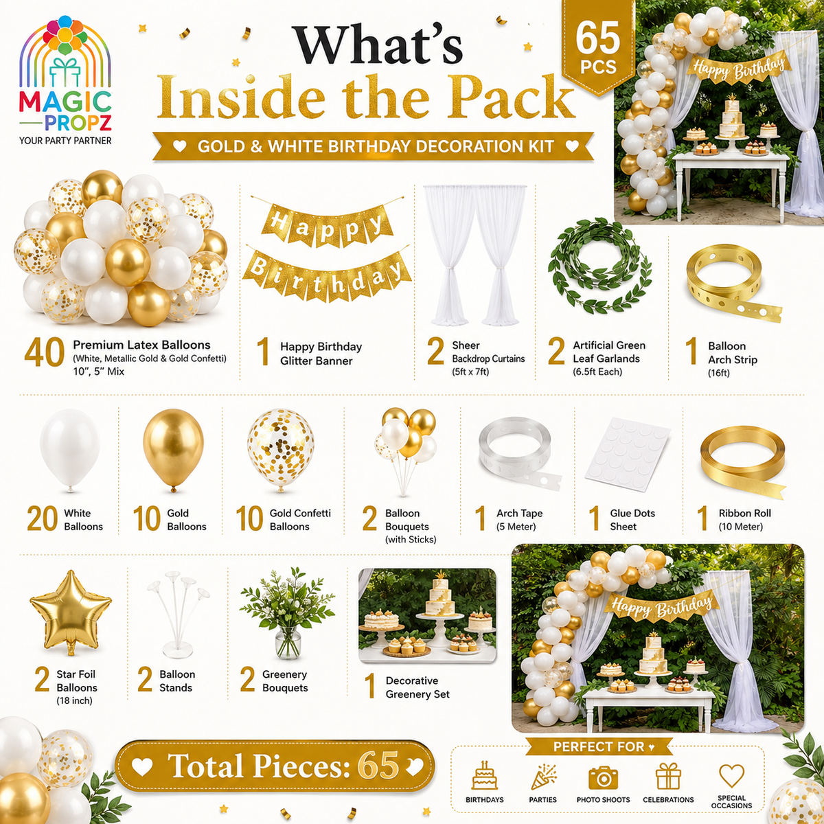 🤍✨ DIY WHITE &amp; GOLD BIRTHDAY DECORATION KIT