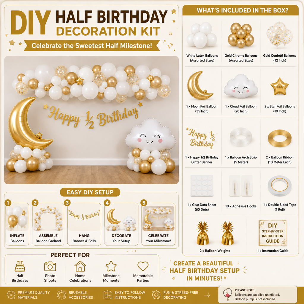 🎈 DIY HALF BIRTHDAY DECORATION KIT