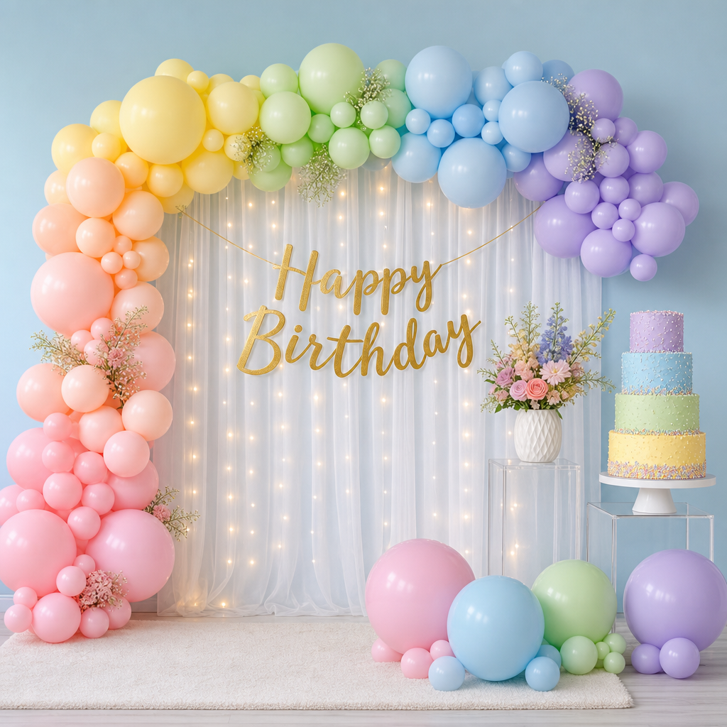 🌈✨ DIY PASTEL RAINBOW BIRTHDAY DECORATION KIT