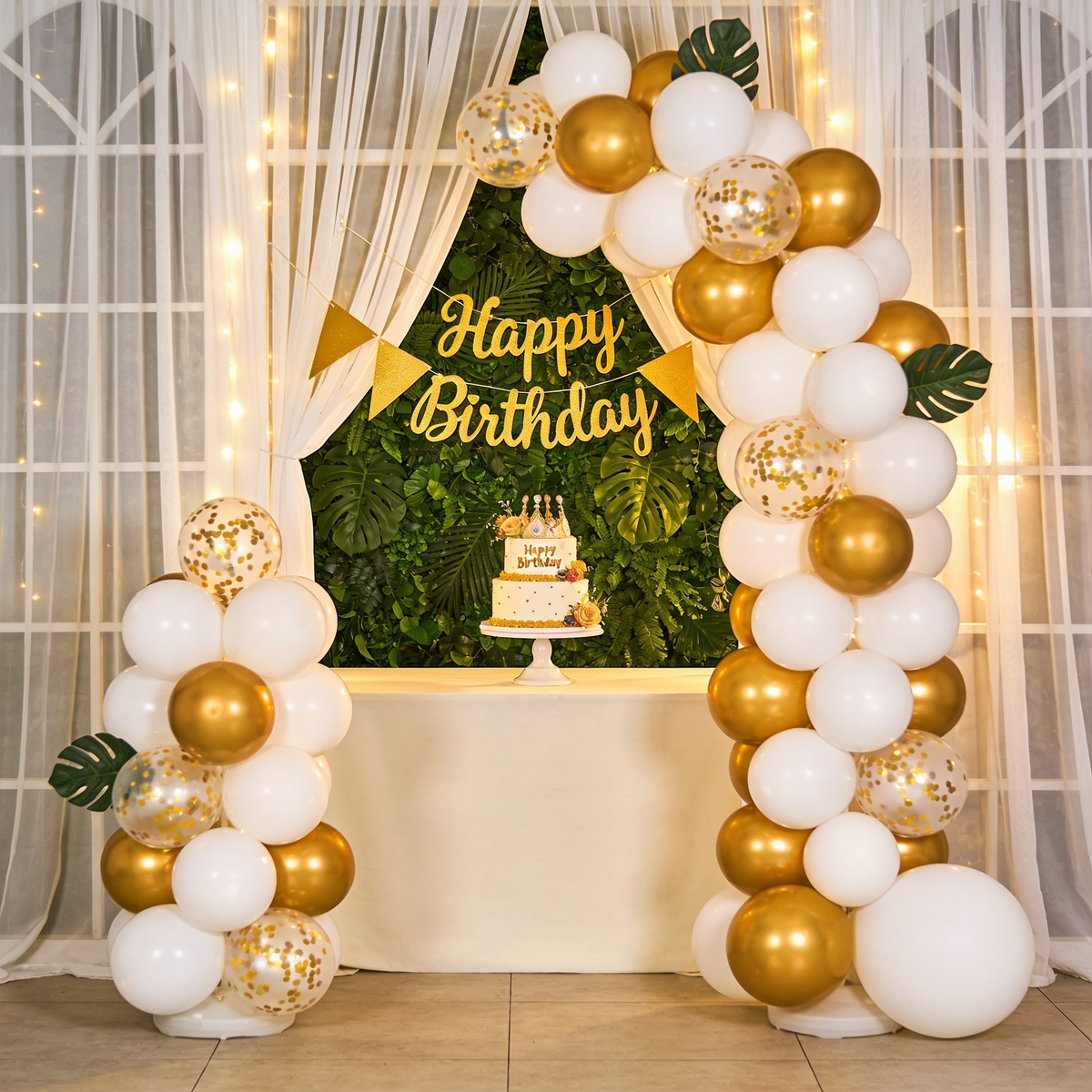 🤍 WHITE • GOLD • CONFETTI BIRTHDAY DECORATION KIT  WHAT’S INCLUDED