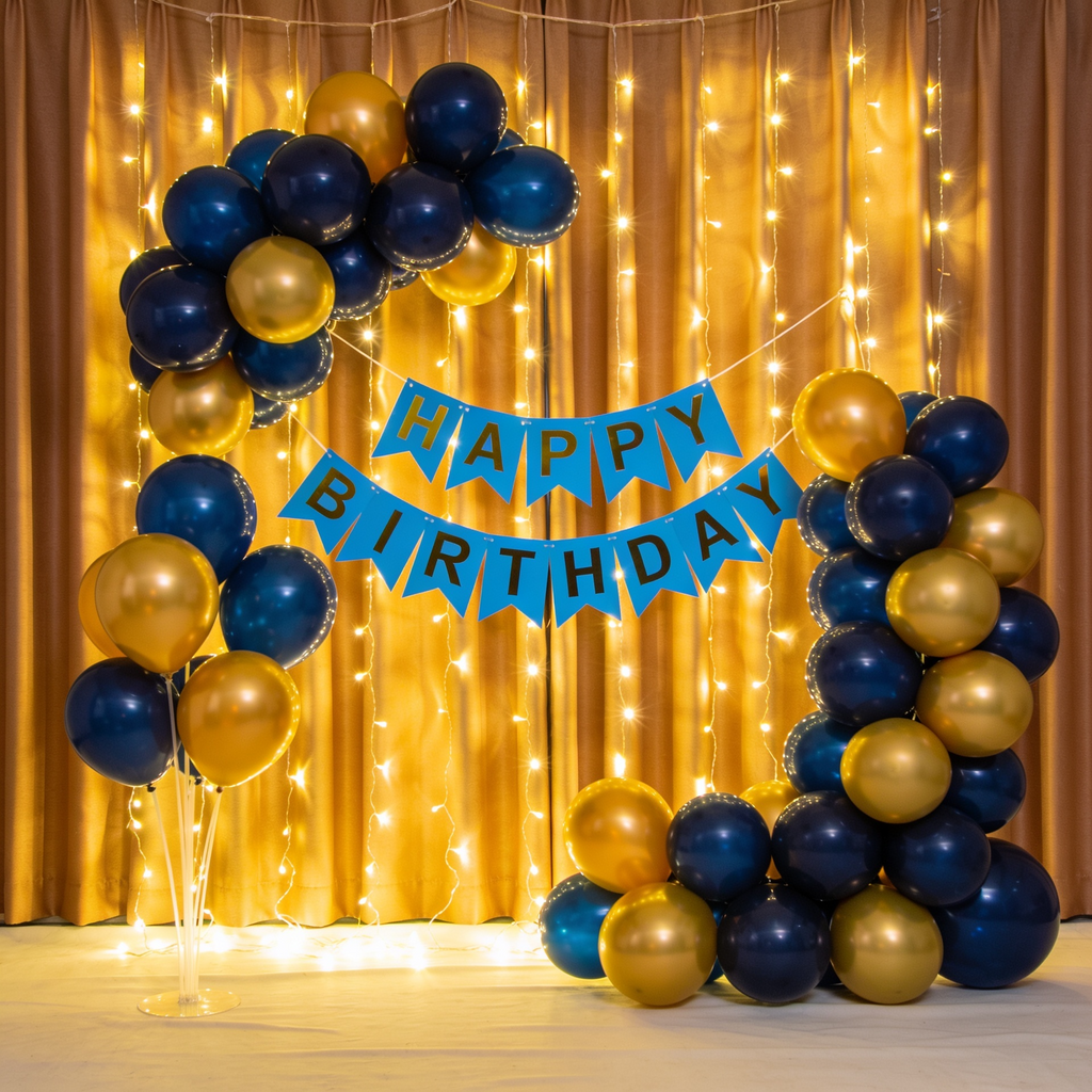 💙 NAVY BLUE • ROYAL BLUE • GOLD BIRTHDAY DECORATION KIT