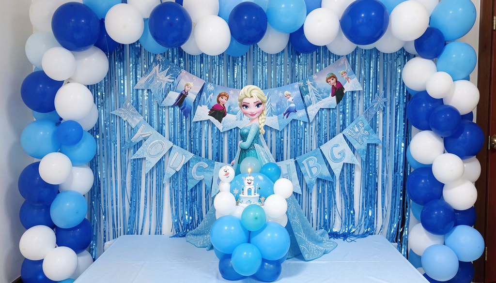❄️ BLUE & WHITE WINTER PRINCESS BIRTHDAY DECORATION KIT