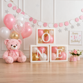 🎀🌸 PINK • WHITE • GOLD 1ST BIRTHDAY DECORATION KIT
