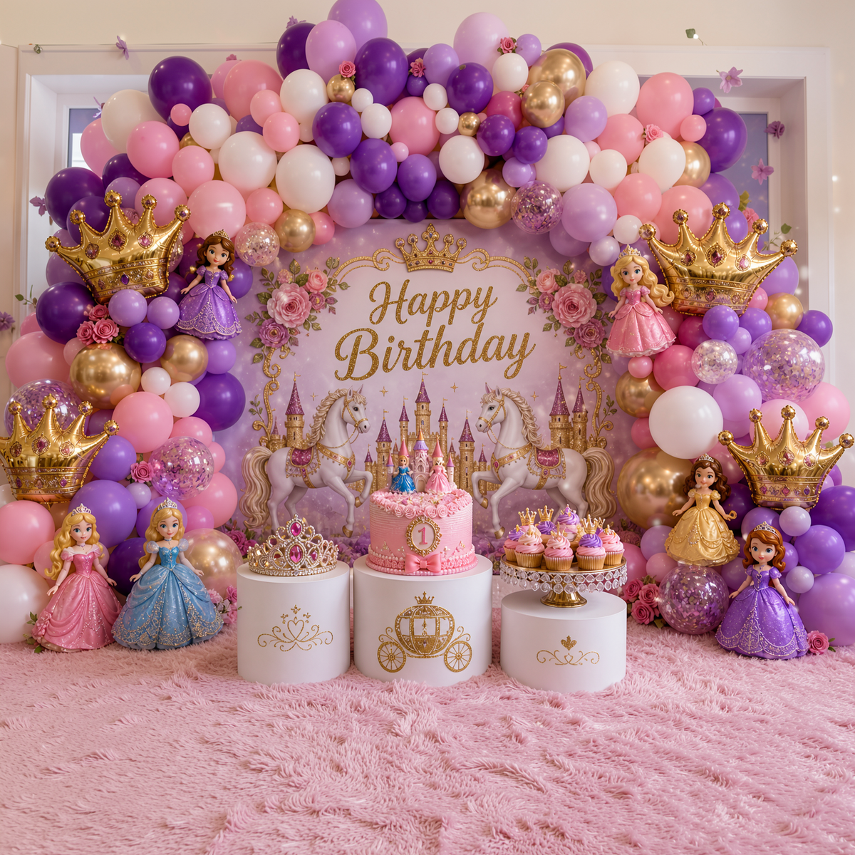 👑💜 PRINCESS • CASTLE • PINK &amp; PURPLE BIRTHDAY DECORATION KIT