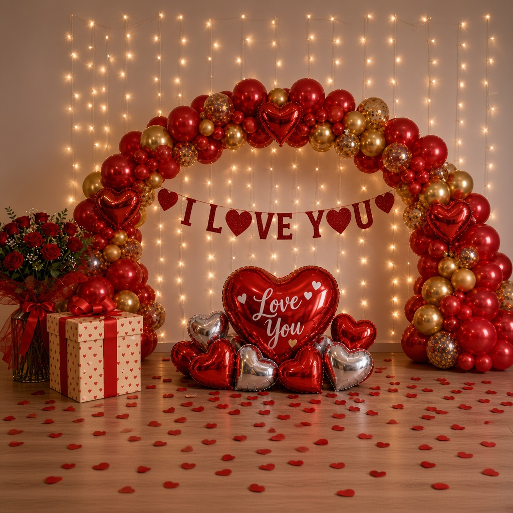 ❤️ RED • GOLD ROMANTIC ANNIVERSARY DECORATION KIT