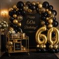 🖤✨ BLACK &amp; GOLD 60TH BIRTHDAY DECORATION K