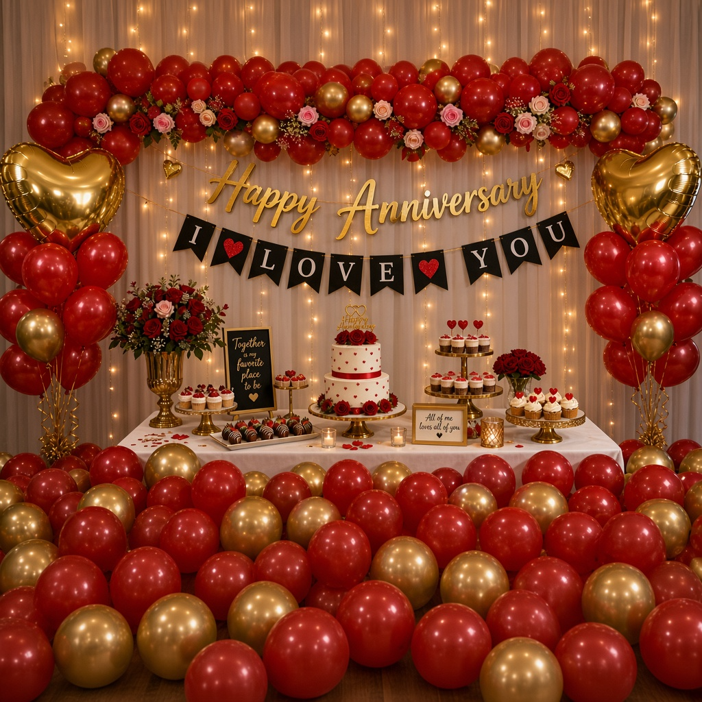 ❤️✨ RED • GOLD ANNIVERSARY DECORATION KIT