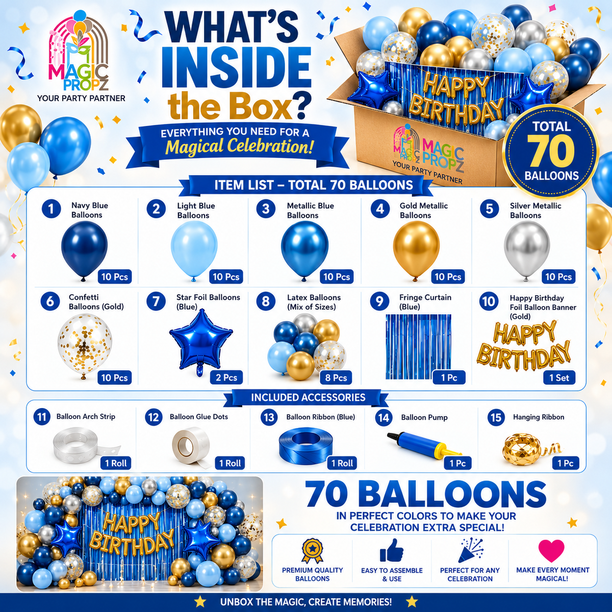 💙✨ DIY BLUE &amp; GOLD BIRTHDAY DECORATION KIT