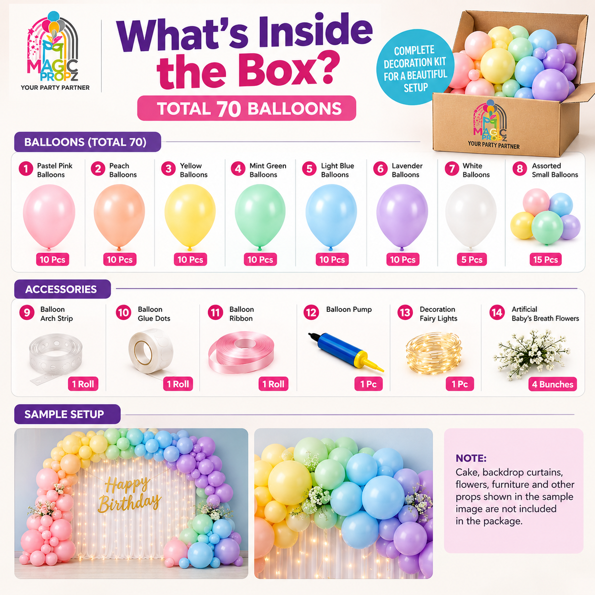 🎀 PASTEL RAINBOW BIRTHDAY DECORATION KIT