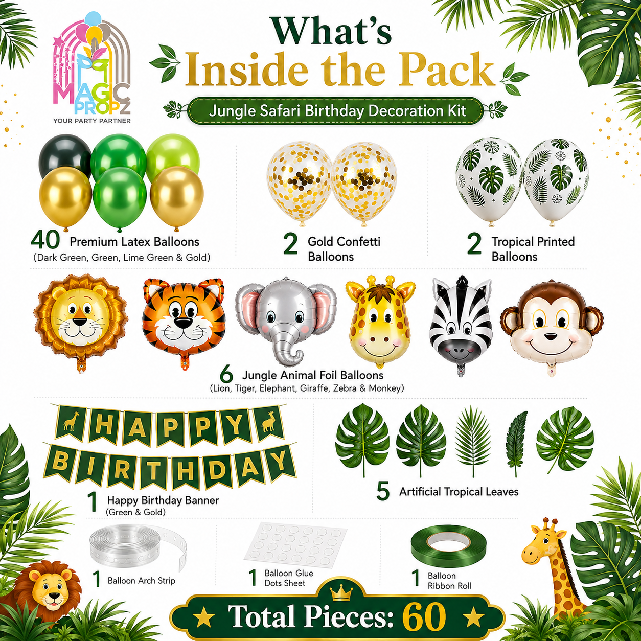 Jungle Safari DIY Birthday Decoration Kit