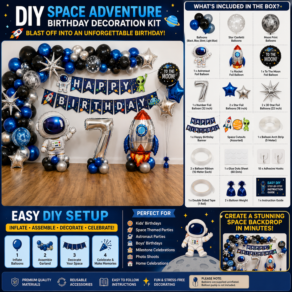 🚀 DIY SPACE ADVENTURE BIRTHDAY DECORATION