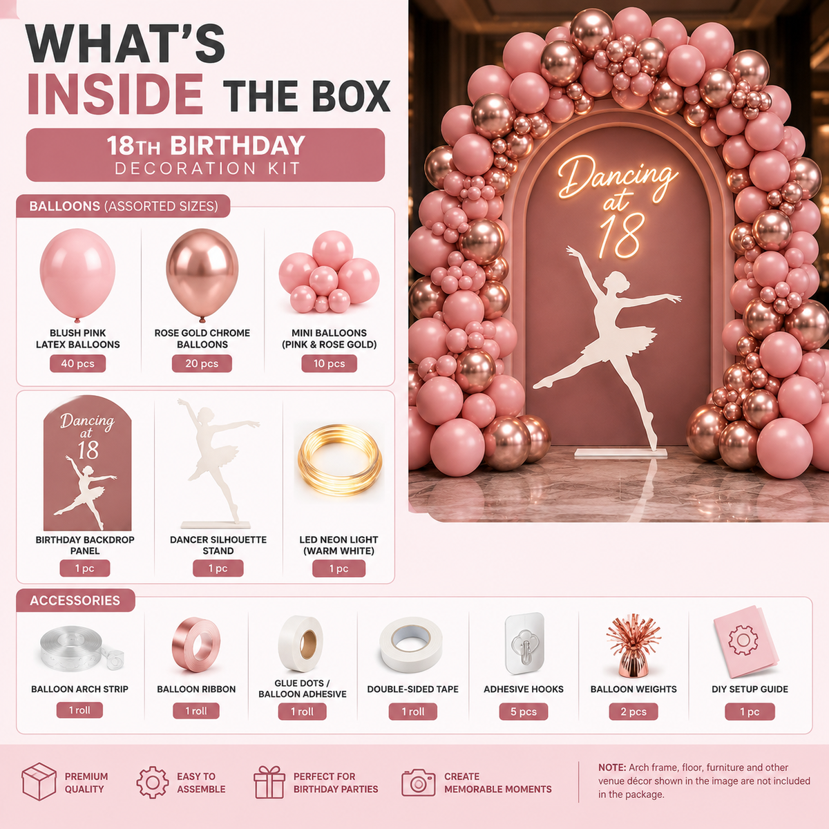 💕✨ ROSE GOLD • BLUSH PINK 18TH BIRTHDAY DECORATION KIT
