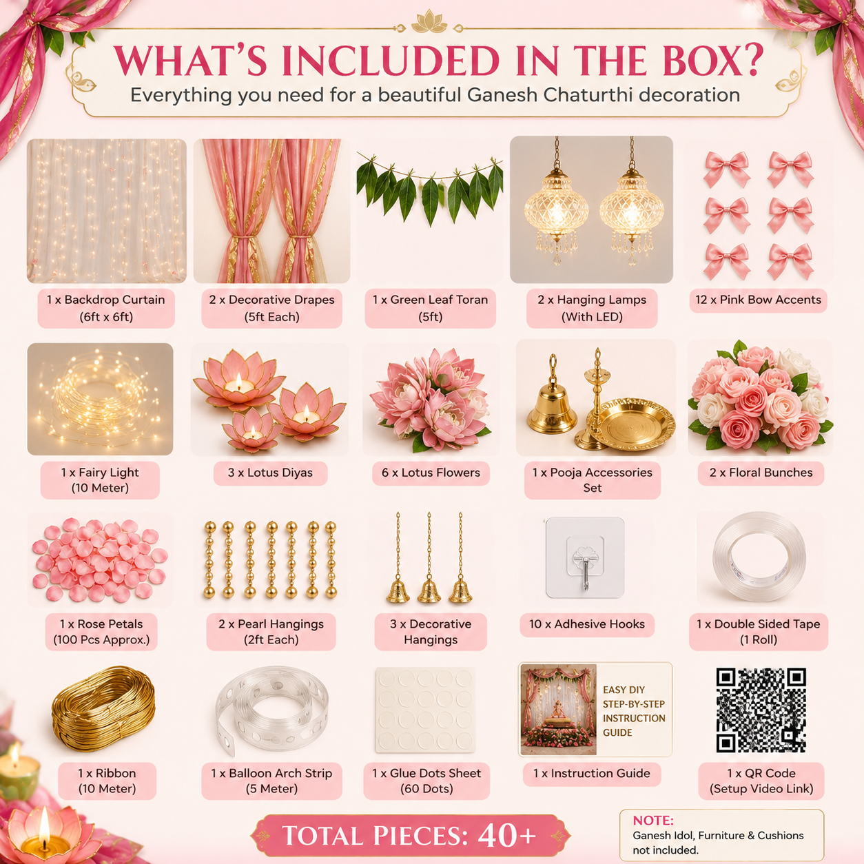 Pink & Gold Ganesh Chaturthi DIY Decoration Kit